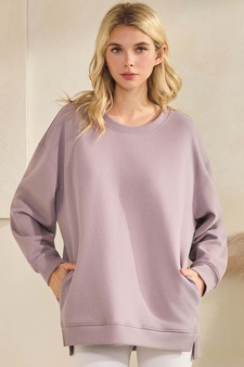 ETA 10/30/25 - Women's Soft Cotton Modal Long Sleeve Crew Top with Pockets style 4