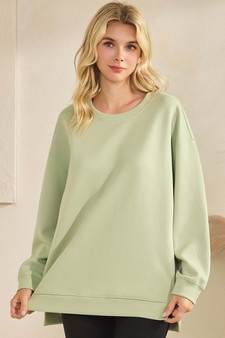 ETA 10/30/25 - Women's Soft Cotton Modal Long Sleeve Crew Top with Pockets