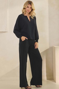 ETA 09/11/25 - Women's Sofie Soft Split Neck Top & Wide Leg Pants Set style 3