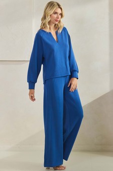 ETA 09/11/25 - Women's Sofie Soft Split Neck Top & Wide Leg Pants Set style 3