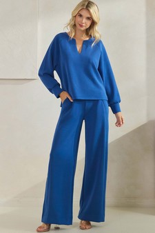 ETA 09/11/25 - Women's Sofie Soft Split Neck Top & Wide Leg Pants Set style 5