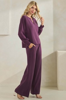 ETA 09/11/25 - Women's Sofie Soft Split Neck Top & Wide Leg Pants Set style 3