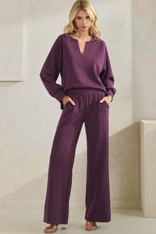 ETA 09/11/25 - Women's Sofie Soft Split Neck Top & Wide Leg Pants Set style 5