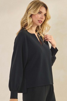 ETA 08/22/25 Women's Sofie Soft Split Neck Raglan Long Sleeve Oversized Top style 3