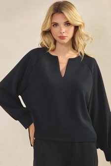 ETA 08/22/25 Women's Sofie Soft Split Neck Raglan Long Sleeve Oversized Top style 4