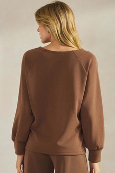 Women's Sofie Soft Split Neck Raglan Long Sleeve Oversized Top style 2