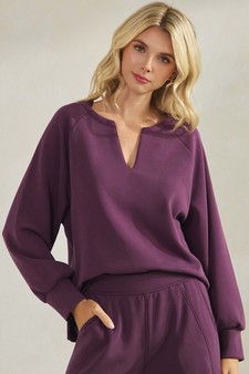 ETA 08/22/25 Women's Sofie Soft Split Neck Raglan Long Sleeve Oversized Top style 4
