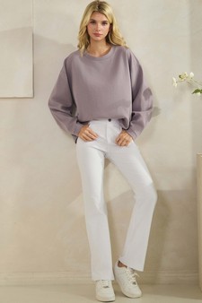 Women's Cotton Modal Loose Fit Pullover Crewneck Top style 5