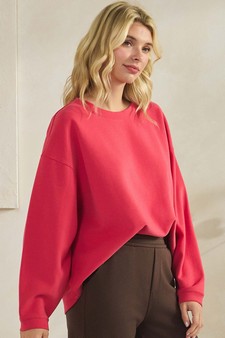 Women's Cotton Modal Loose Fit Pullover Crewneck Top style 3