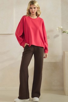 Women's Cotton Modal Loose Fit Pullover Crewneck Top style 5