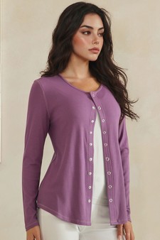 Pure Comfort LuxeAir Ribbed Long Sleeve Button Up Cardigan style 3