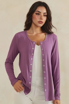 Pure Comfort LuxeAir Ribbed Long Sleeve Button Up Cardigan style 4