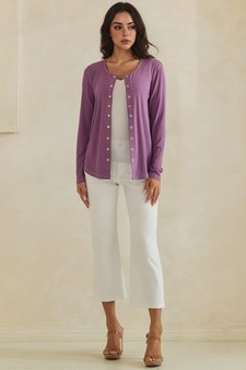 Pure Comfort LuxeAir Ribbed Long Sleeve Button Up Cardigan style 5