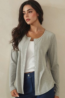 Pure Comfort LuxeAir Ribbed Long Sleeve Button Up Cardigan style 4