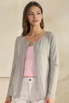 ETA 01/16/26 - Women's Pure Comfort LuxeAir Ribbed Long Sleeve Button Up Cardigan