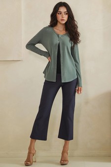 Pure Comfort LuxeAir Ribbed Long Sleeve Button Up Cardigan (XL only) style 5