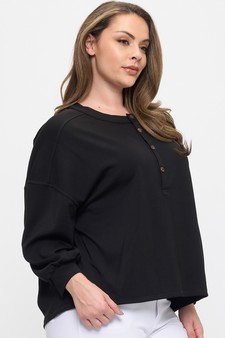 Women's Soft Modal Henley Long Sleeve Top style 3