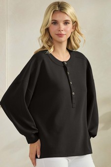 Women's Soft Modal Henley Long Sleeve Top style 3