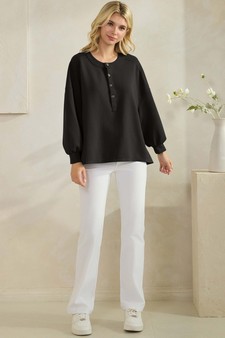 Women's Soft Modal Henley Long Sleeve Top style 5