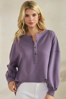 ETA 12/25/25 - Women's Sofie Soft Modal Henley Long Sleeve Top style 4