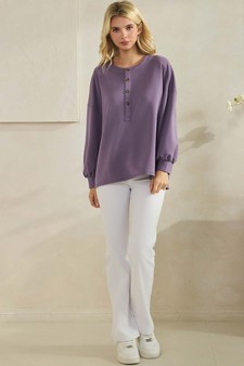ETA 12/25/25 - Women's Sofie Soft Modal Henley Long Sleeve Top style 5