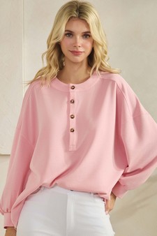 ETA 01/01/26 - Women's Sofie Soft Modal Henley Long Sleeve Top style 4