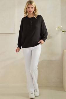 Women's Soft Form Ribbed Henley Long Sleeve Top style 5