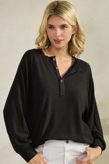 Women's Soft Form Ribbed Henley Long Sleeve Top