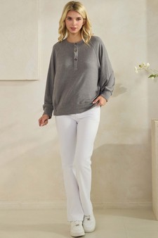 ETA 12/11/25 - Women's Soft Form Ribbed Henley Long Sleeve Top (XL only) style 5