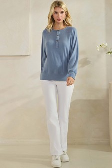 ETA 12/13/25 - Women's Soft Form Ribbed Henley Long Sleeve Top style 5