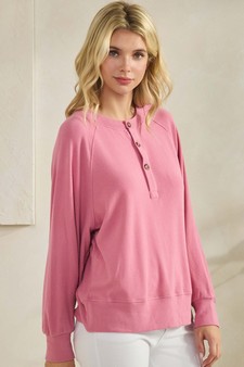 ETA 12/11/25 - Women's Soft Form Ribbed Henley Long Sleeve Top style 3