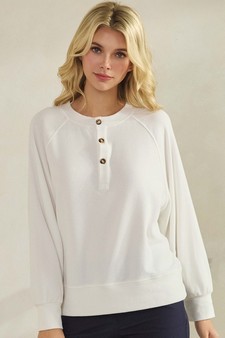 Women's Soft Form Ribbed Henley Long Sleeve Top (XL Only)