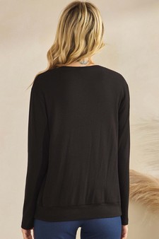 Women's Pure Comfort Loose Fit Ribbed Long Sleeve Top style 2
