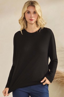 Women's Pure Comfort Loose Fit Ribbed Long Sleeve Top style 4