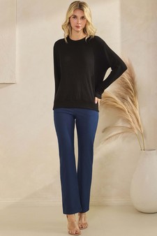 Women's Pure Comfort Loose Fit Ribbed Long Sleeve Top style 5