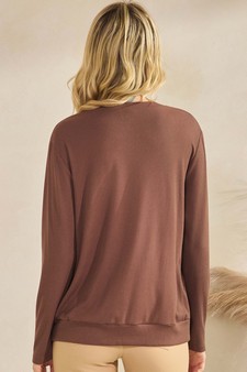Women's Pure Comfort Loose Fit Ribbed Long Sleeve Top style 2