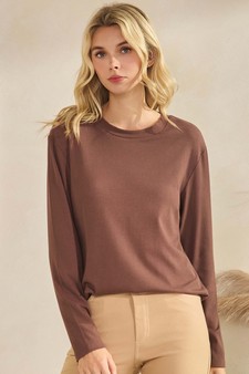 Women's Pure Comfort Loose Fit Ribbed Long Sleeve Top style 4