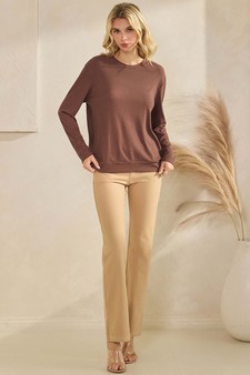 Women's Pure Comfort Loose Fit Ribbed Long Sleeve Top style 5