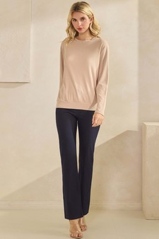 Women's Pure Comfort Loose Fit Ribbed Long Sleeve Top style 5