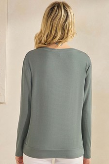 Women's Pure Comfort Loose Fit Ribbed Long Sleeve Top style 2