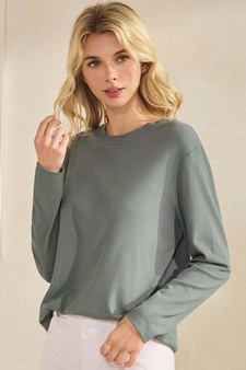 Women's Pure Comfort Loose Fit Ribbed Long Sleeve Top style 3