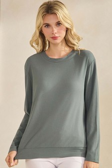 Women's Pure Comfort Loose Fit Ribbed Long Sleeve Top style 4