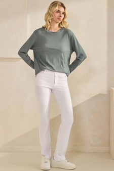 Women's Pure Comfort Loose Fit Ribbed Long Sleeve Top style 5