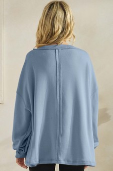 Women's Soft Flow Fleece Loose Fit V-Neck Sweatshirt style 2