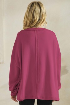 Women's Soft Flow Fleece Loose Fit V-Neck Sweatshirt style 2