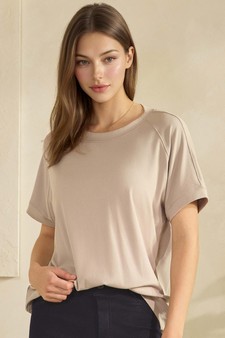 ETA 01/23/26 - Women's Everyday Soft Ribbed Loose Fit Short Sleeve Top style 4