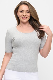 Women's Pure Comfort Modern Mid Sleeve Ribbed Fitted Top style 4