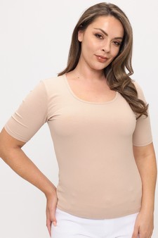 Women's Pure Comfort Modern Mid Sleeve Ribbed Fitted Top style 4