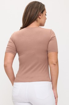 Women's Pure Comfort Modern Mid Sleeve Ribbed Fitted Top (XL only) style 2