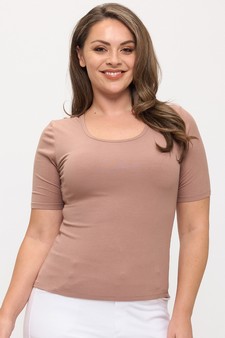 Women's Pure Comfort Modern Mid Sleeve Ribbed Fitted Top (XL only) style 4